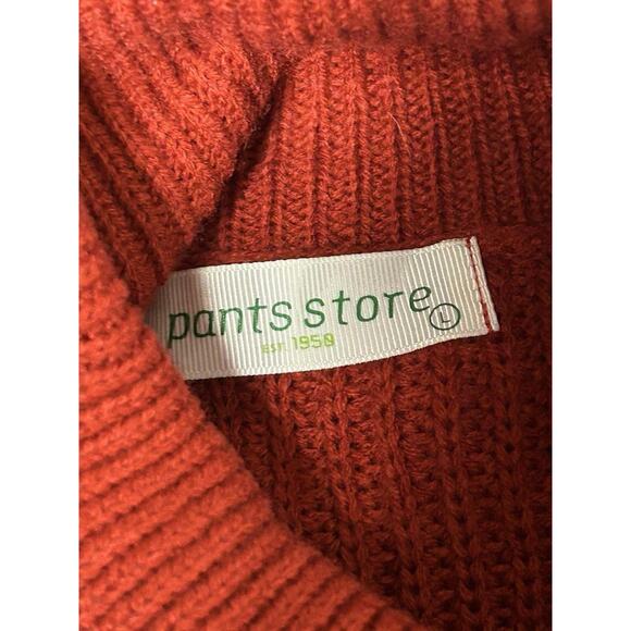 Red Fringe Turtleneck Cropped Ribbed Knit Sweater Sz L Western Cottage Cowgirl - Picture 5 of 7